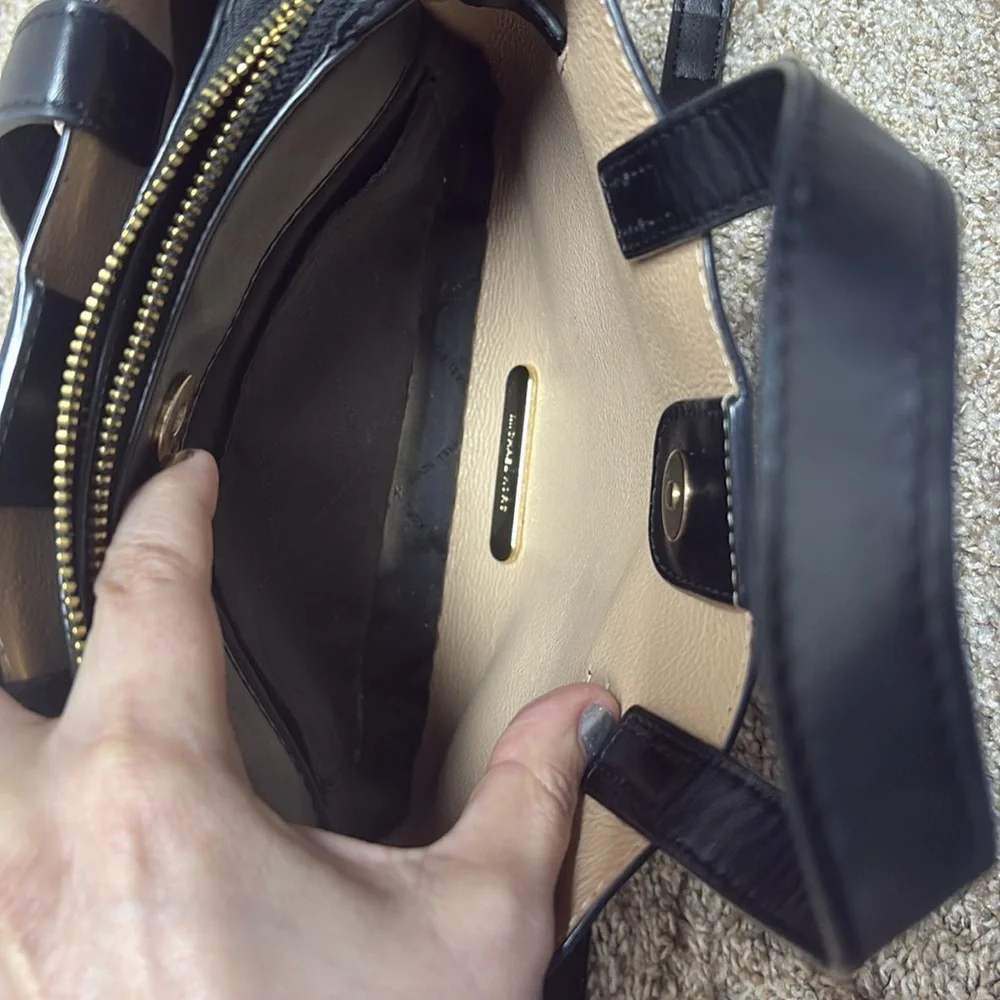 Michael Kors Emilia triple compartment satchel crossbody bag purse black bow EUC
